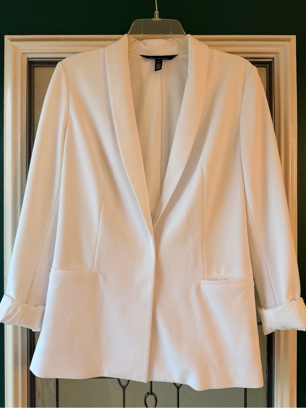 White House Black Market Women's Cream Open-Front Blazer